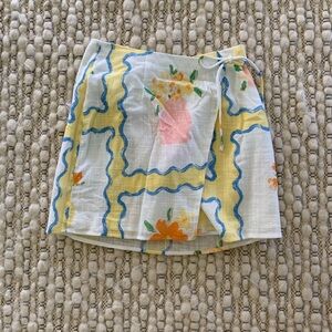 Sabo Floral Wrap Skirt - Yellow and Blue